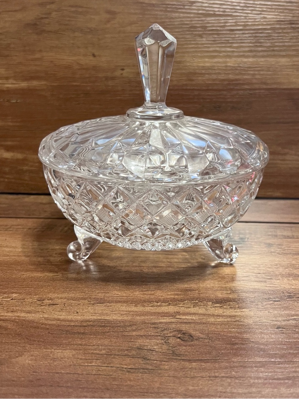Vintage Lead Crystal Covered Dish with Lid - Three Foot
